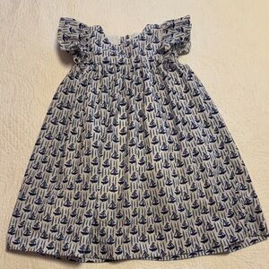 Charming Blue Sailboat Print Kids Dress